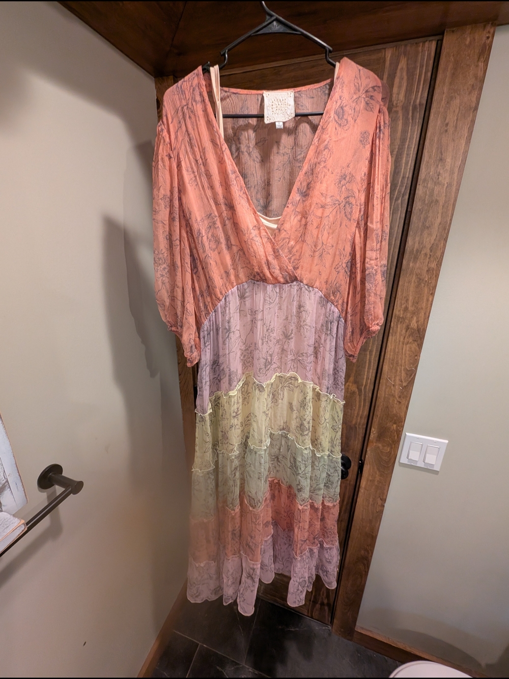 Johnny Was Floral Sheer Silk Dress With  Slip